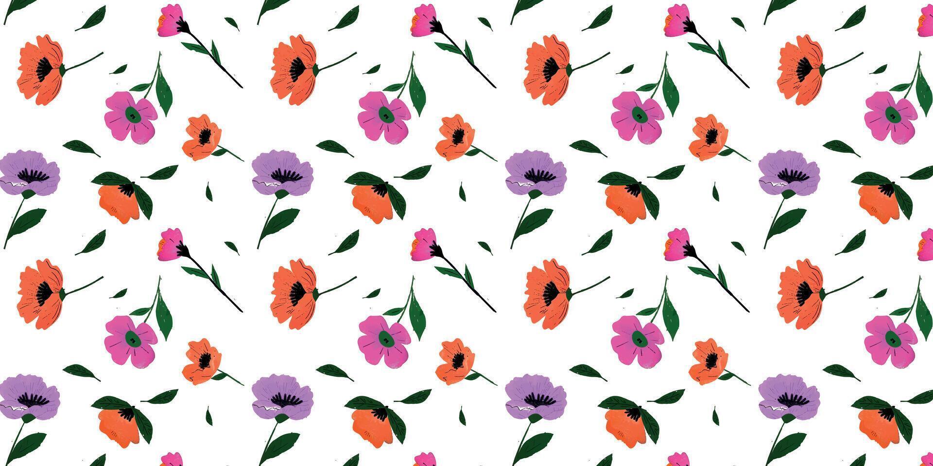 Seamless vector floral pattern with grass ornament. doodle