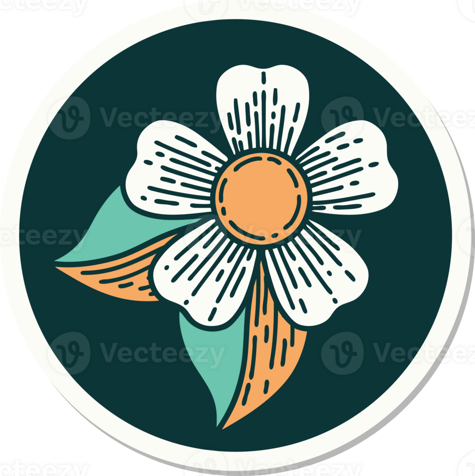 sticker of tattoo in traditional style of a flower png