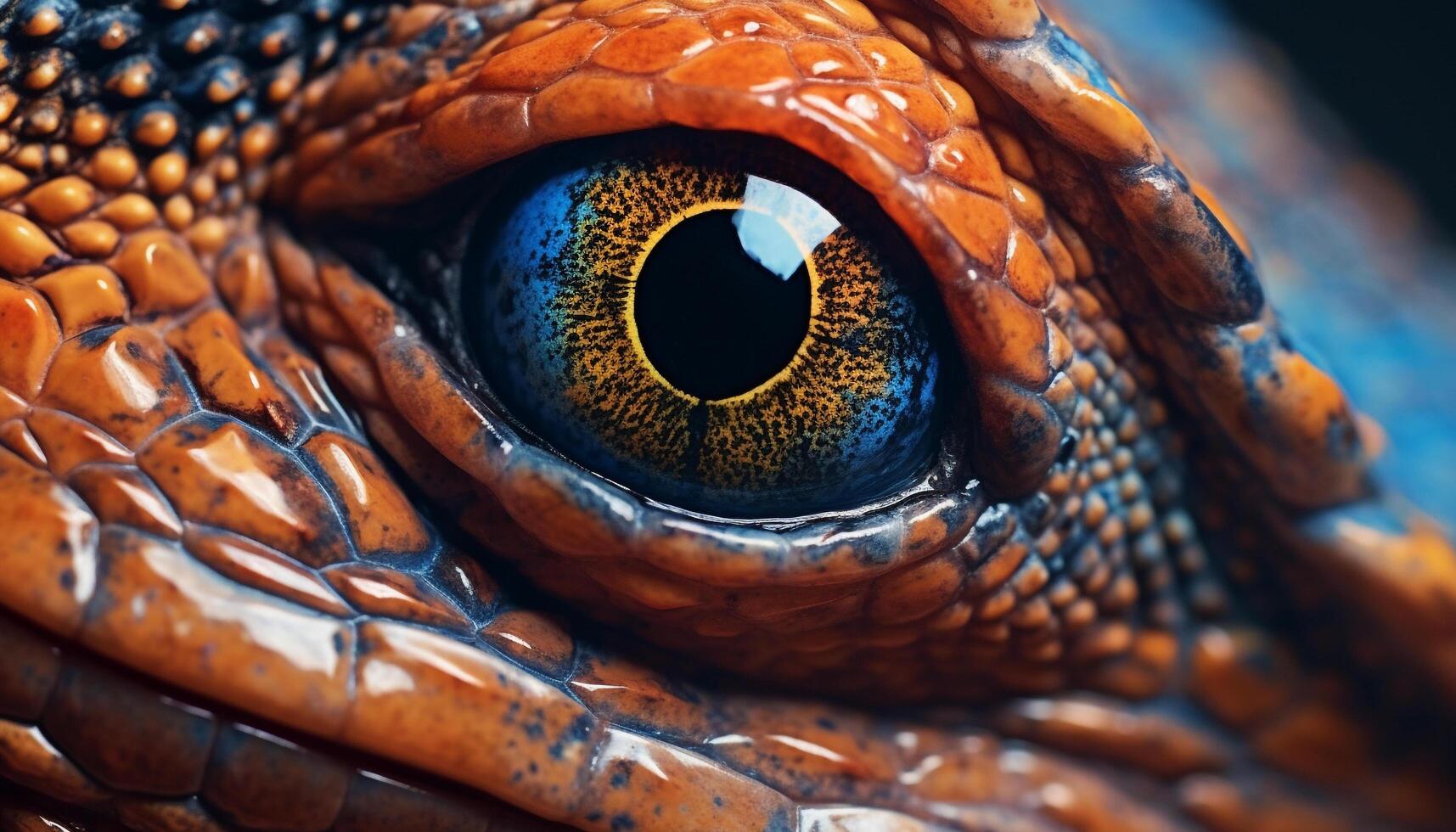 AI generated Close up of a reptile multi colored scales generated by AI photo