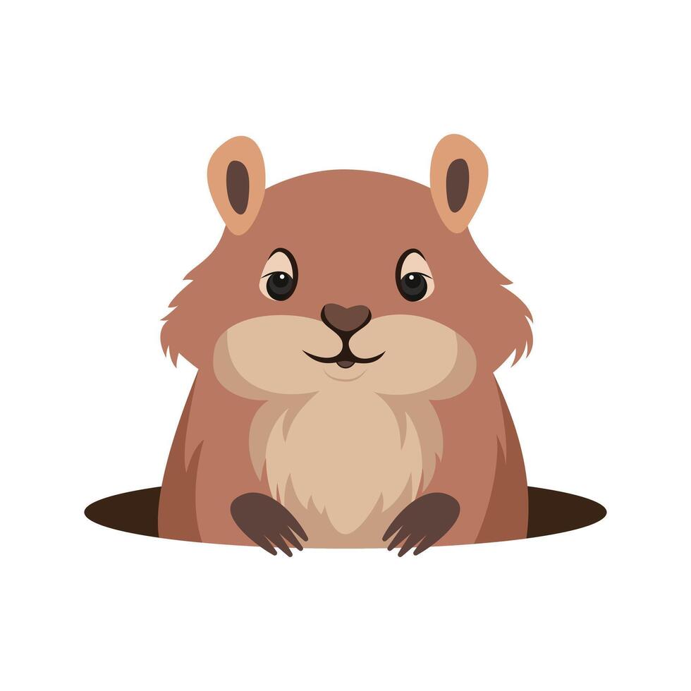 ilustración de un marmota saltando fuera de un madriguera en un blanco y transparente antecedentes. departamento. vector