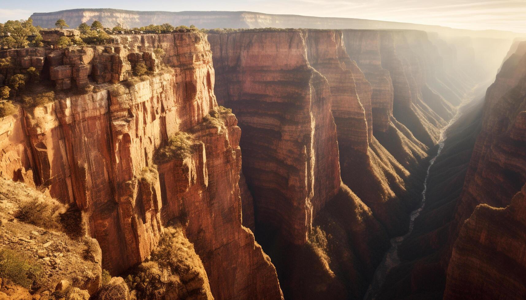 AI generated Majestic sandstone cliff, nature eroded beauty in wilderness generated by AI photo