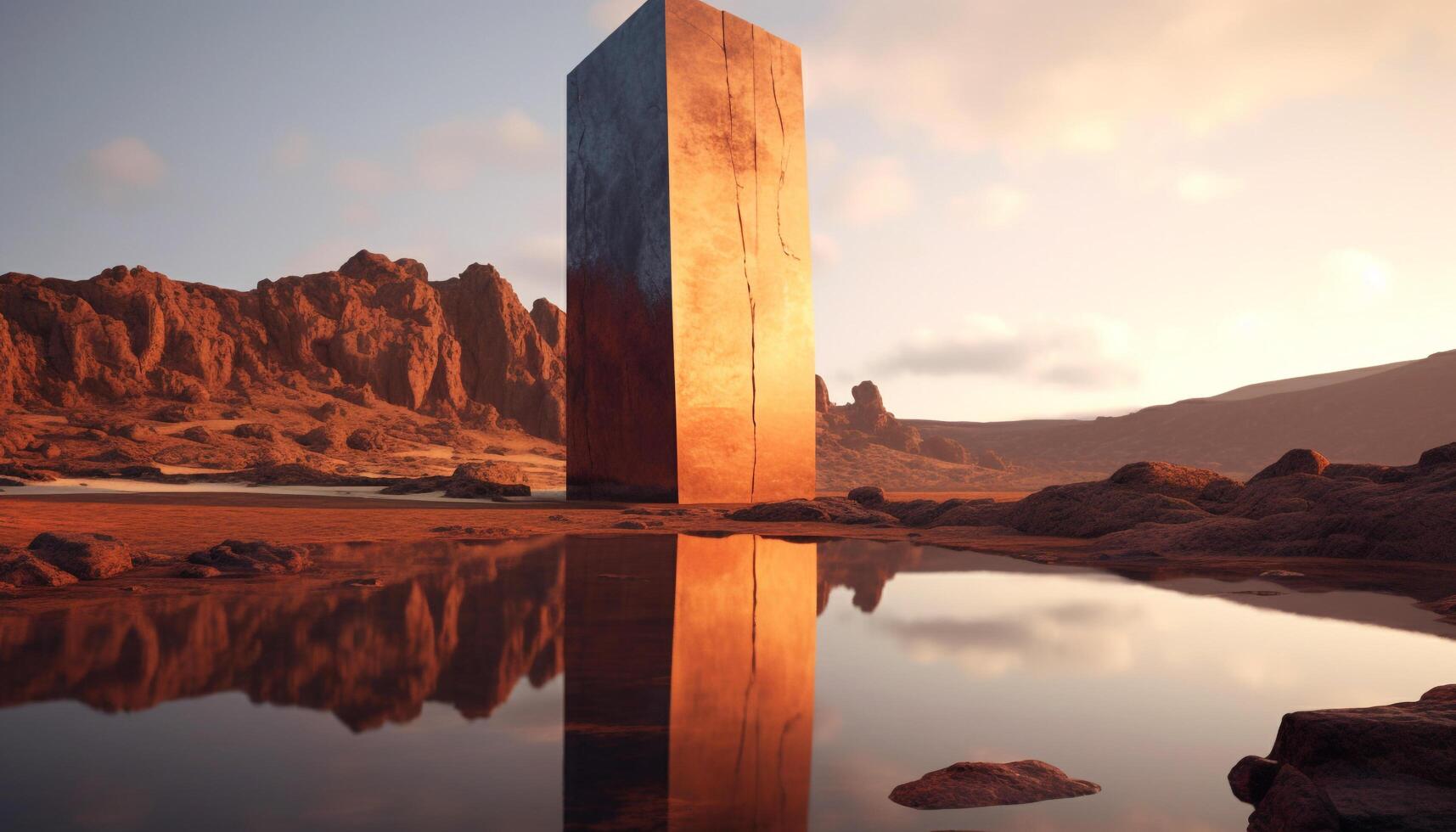 AI generated Majestic mountain silhouette reflects in tranquil water generated by AI photo