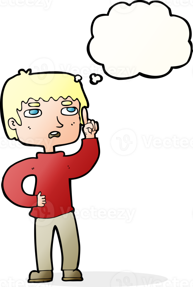cartoon boy with question with thought bubble png