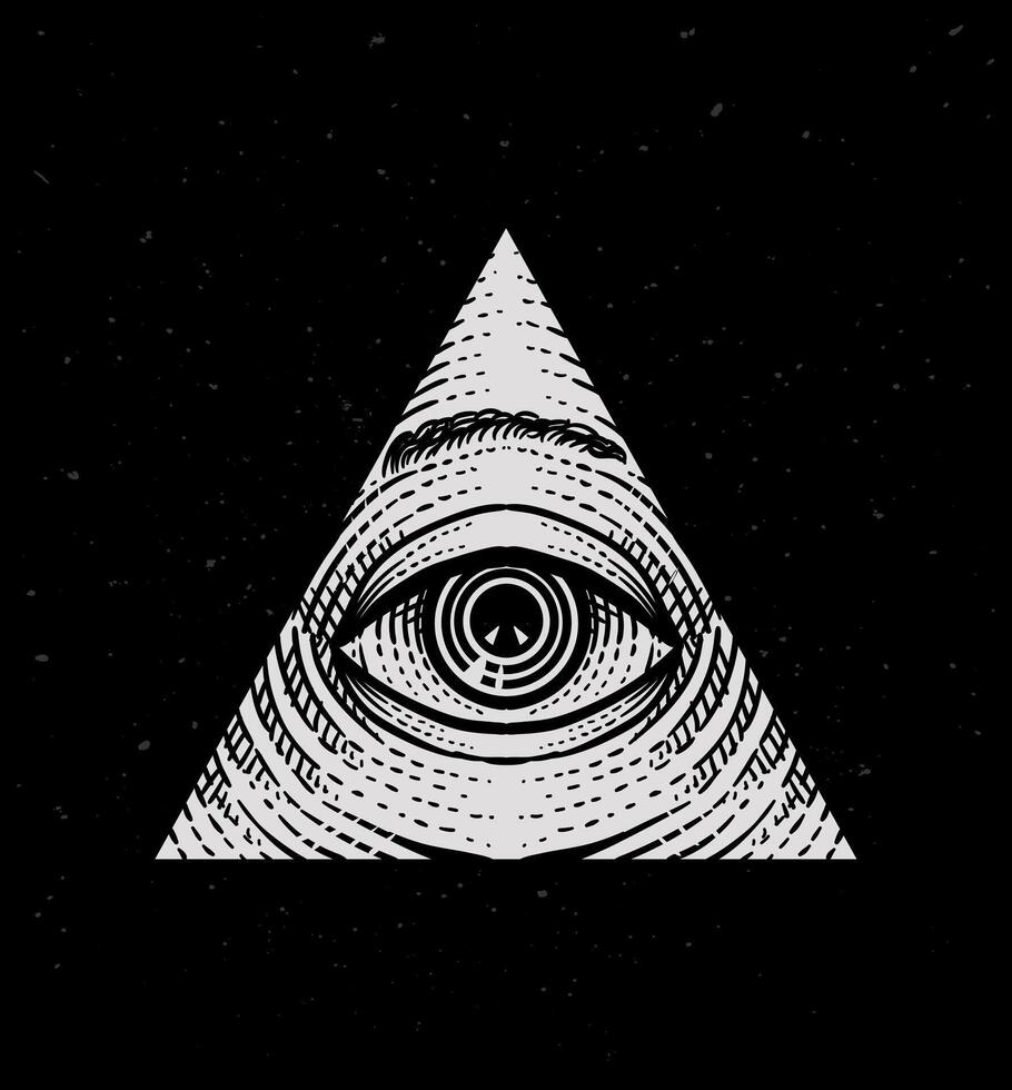 Illustration vector illuminati eye, isolated design, tattoo design, T shirt design, Poster