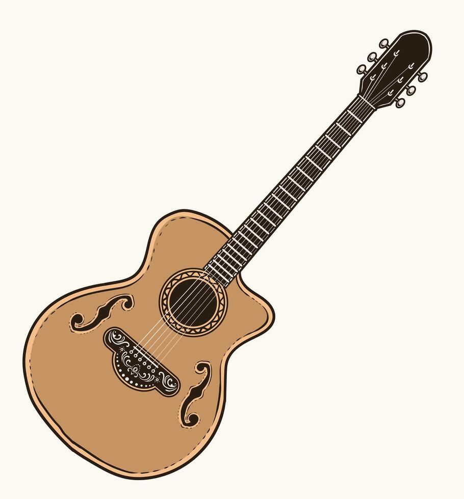 ilustración de clásico acústico guitarra. aislado guitarra. musical cuerda instrumento, vector ilustración