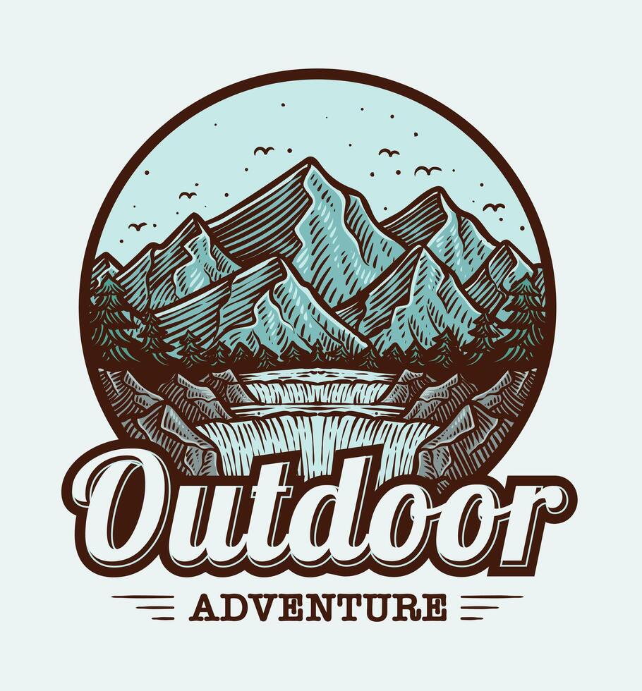 Vector of mountain logo, outdoor adventure, emblem design, vintage logo
