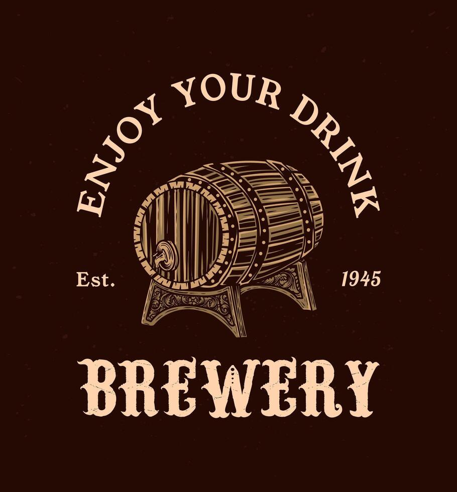Isolated retro vintage Beer logo,  Logo template designs with wooden barrels for beer house vector