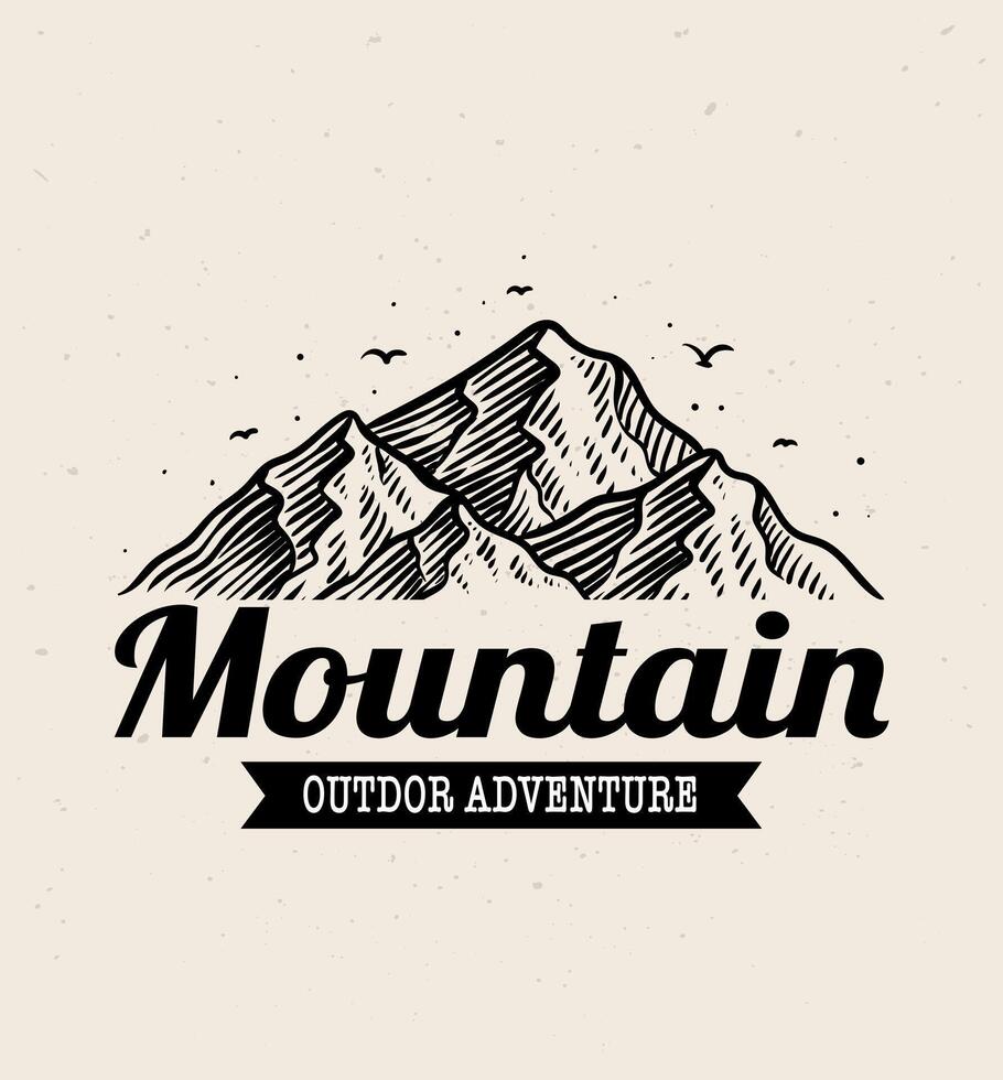 Vector of mountain logo, outdoor adventure, emblem design, vintage logo