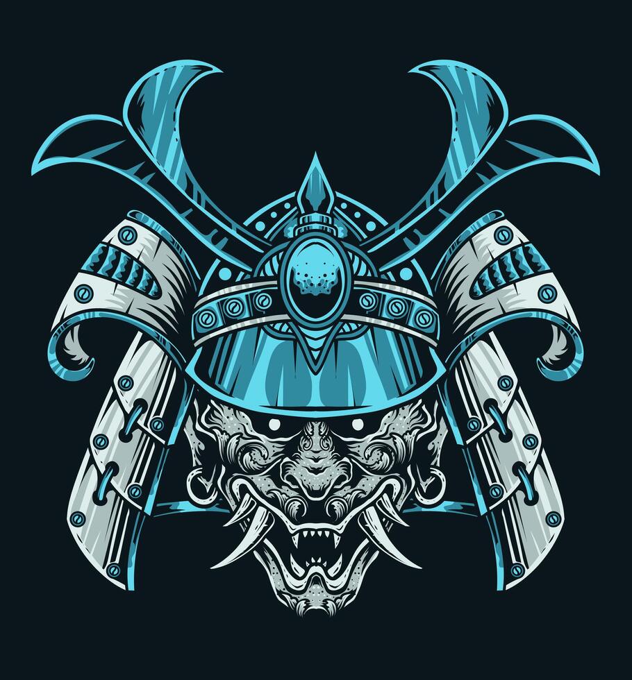 Isolated samurai warrior mask, Traditional of japanese warriors - Vector illustration
