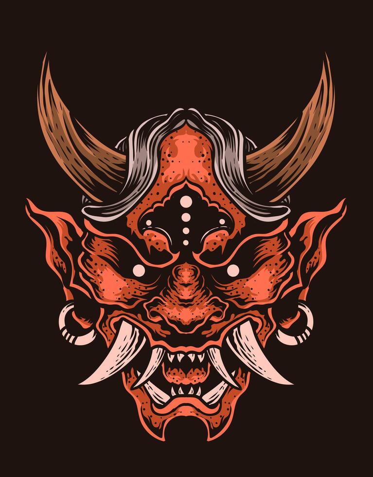 Illustration vector Oni mask, Japanese demon mask