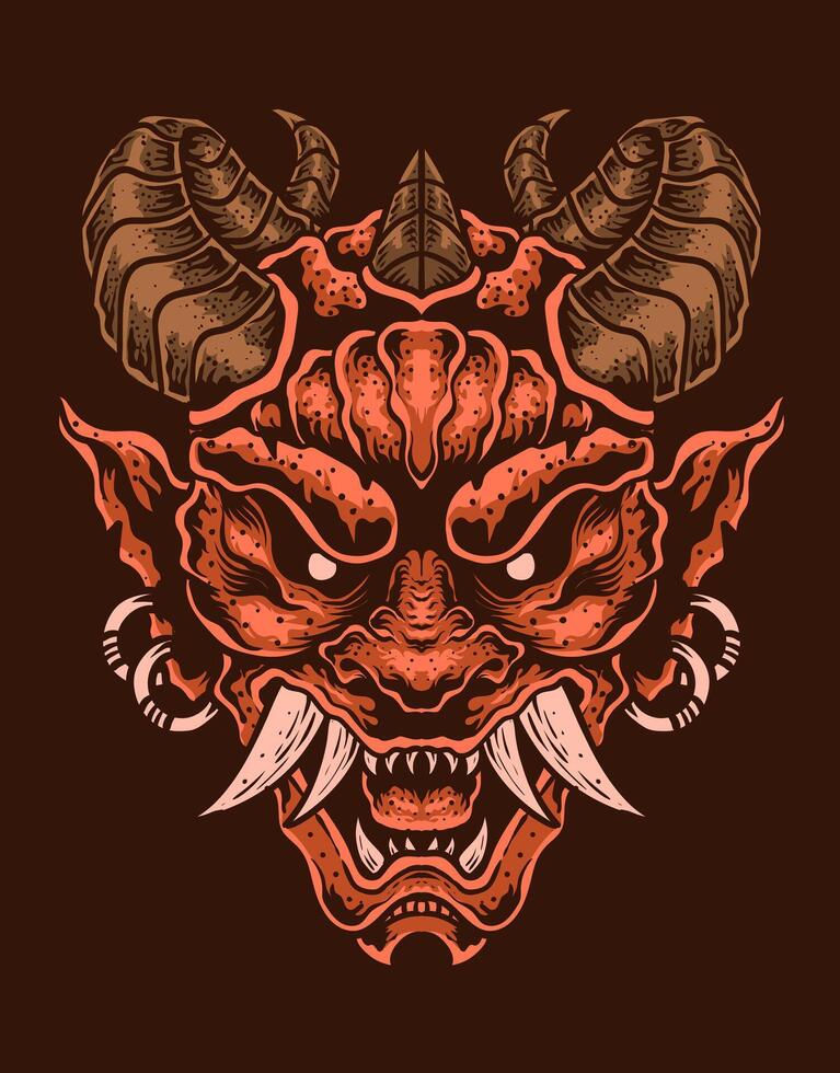 Illustration vector Oni mask, Japanese demon mask