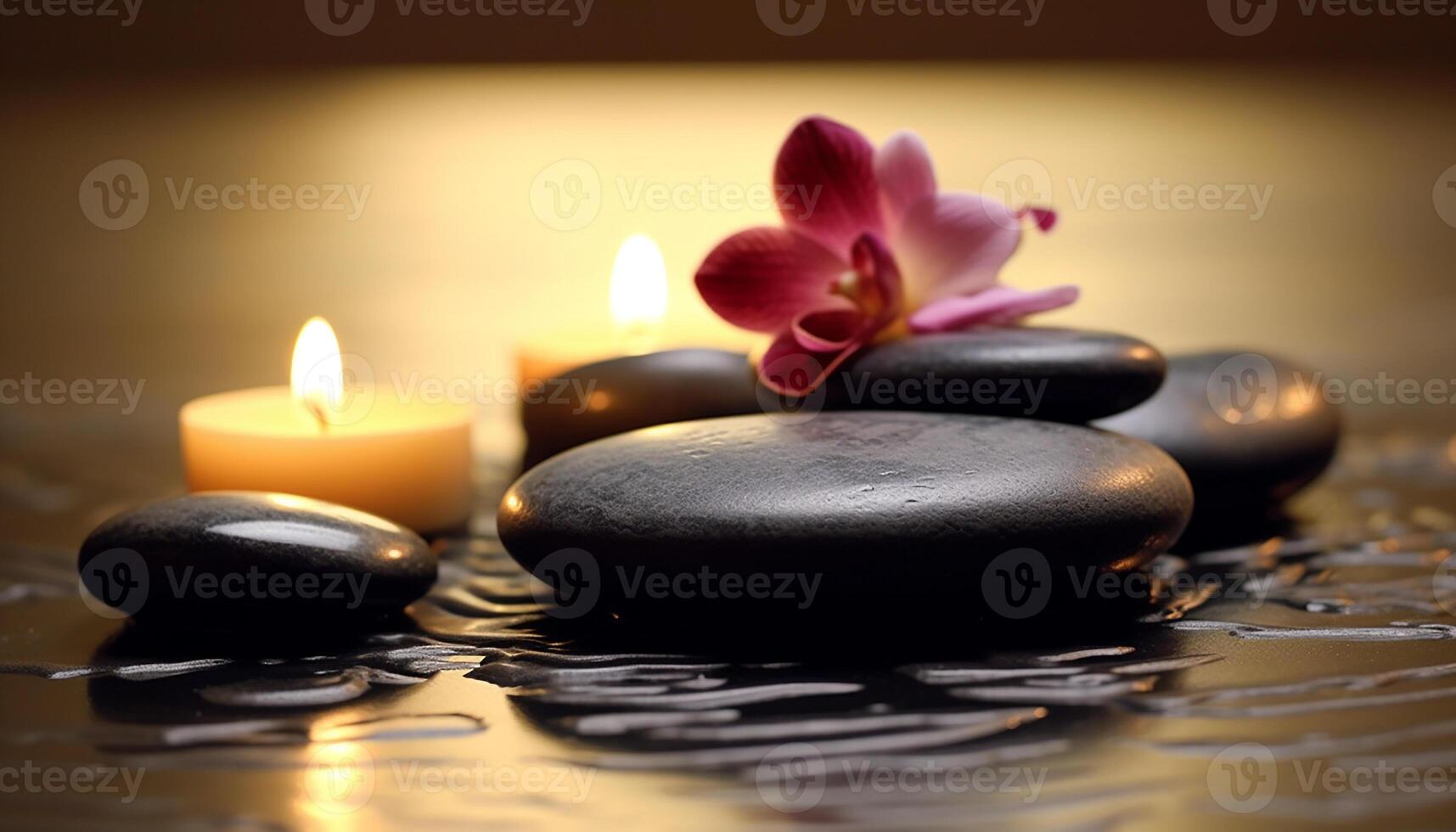 AI generated Relaxation and harmony in nature, candlelit spa treatment for wellbeing generated by AI photo