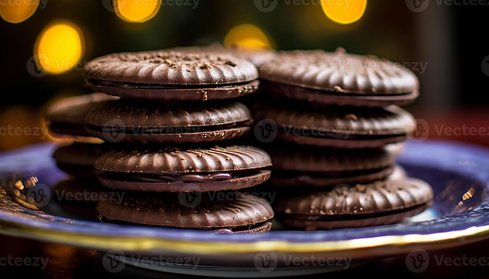 AI generated A stack of homemade chocolate chip cookies on a wooden table generated by AI photo