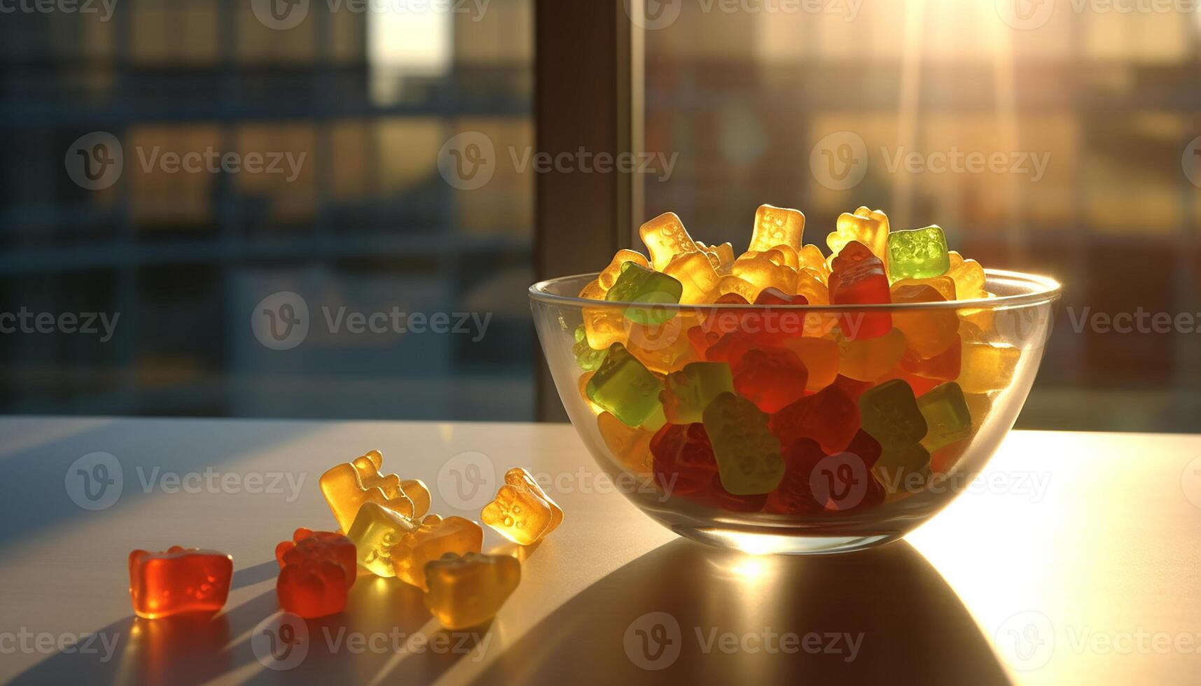 ai generado Fresco Fruta cuenco en mesa, vibrante colores, sano y dulce generado por ai foto