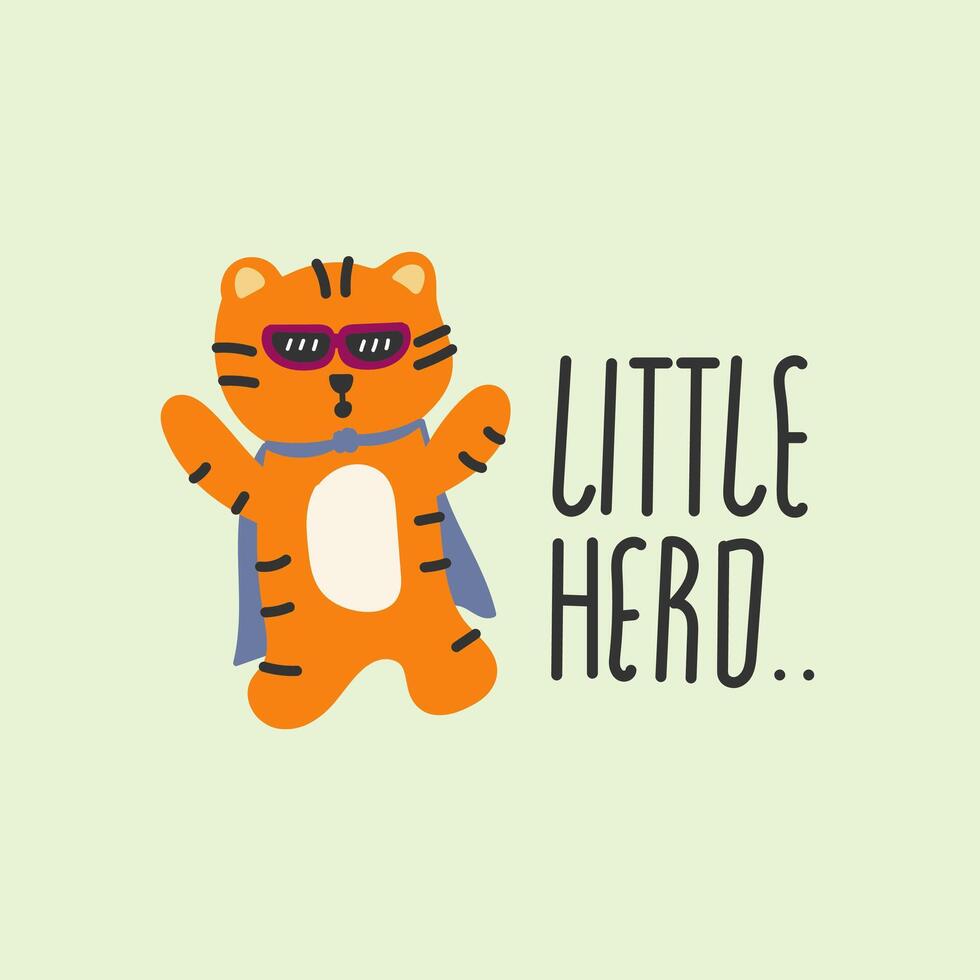 Cute tiger little hero vector design for wallpaper, background, fabric and textile