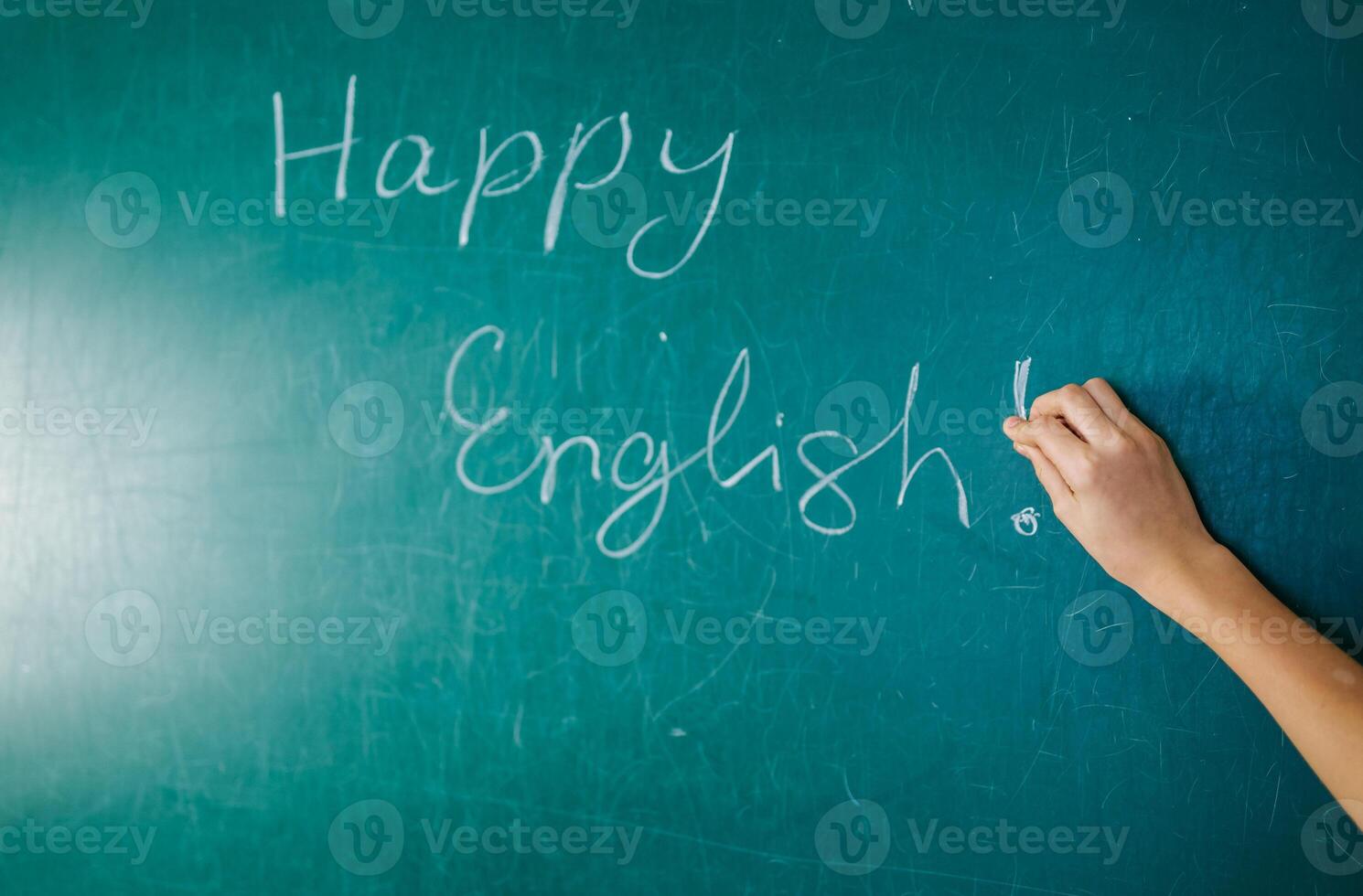 English lesson, school, learn foreign language. Chalkboard. Verb tenses Grammar. photo