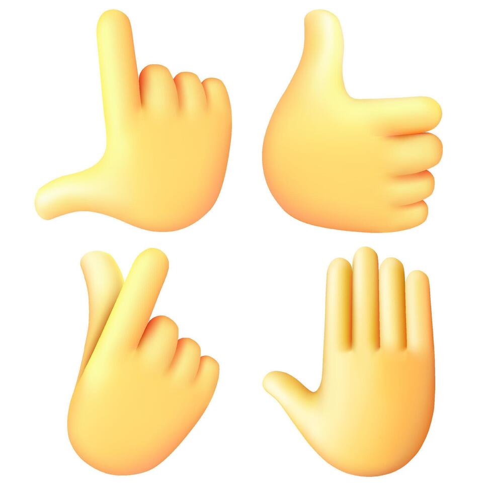 Hands emoji emoticons symbols icons color set. vector