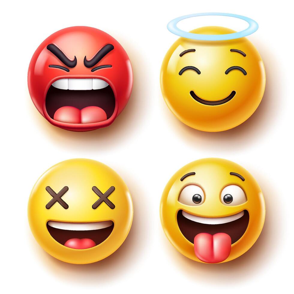 Emoji emoticons symbols icons color set. vector