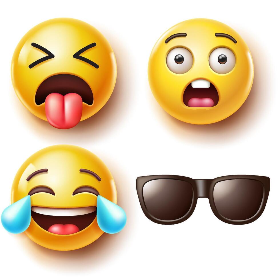 Emoji emoticons symbols icons color set. vector