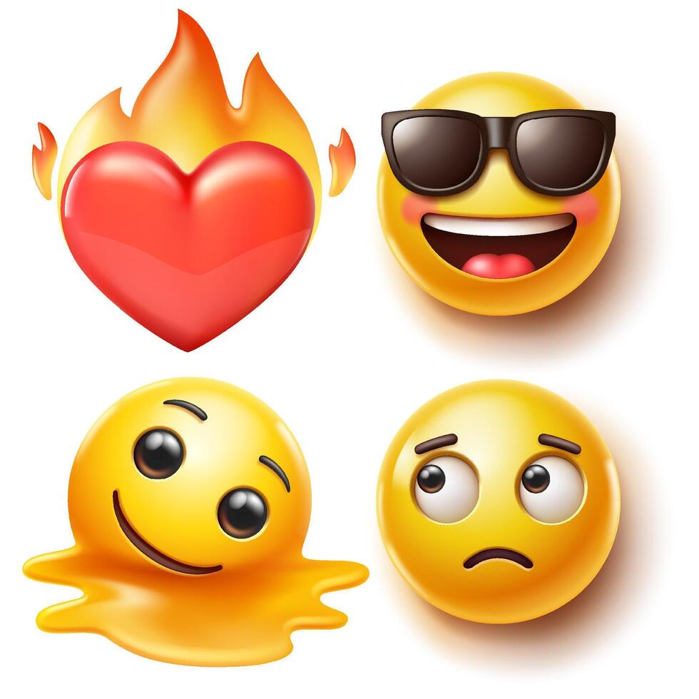 Emoji emoticons symbols icons color set. vector