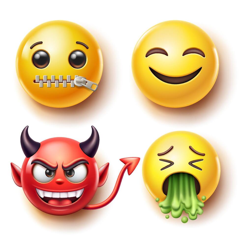 Emoji emoticons symbols icons color set. vector