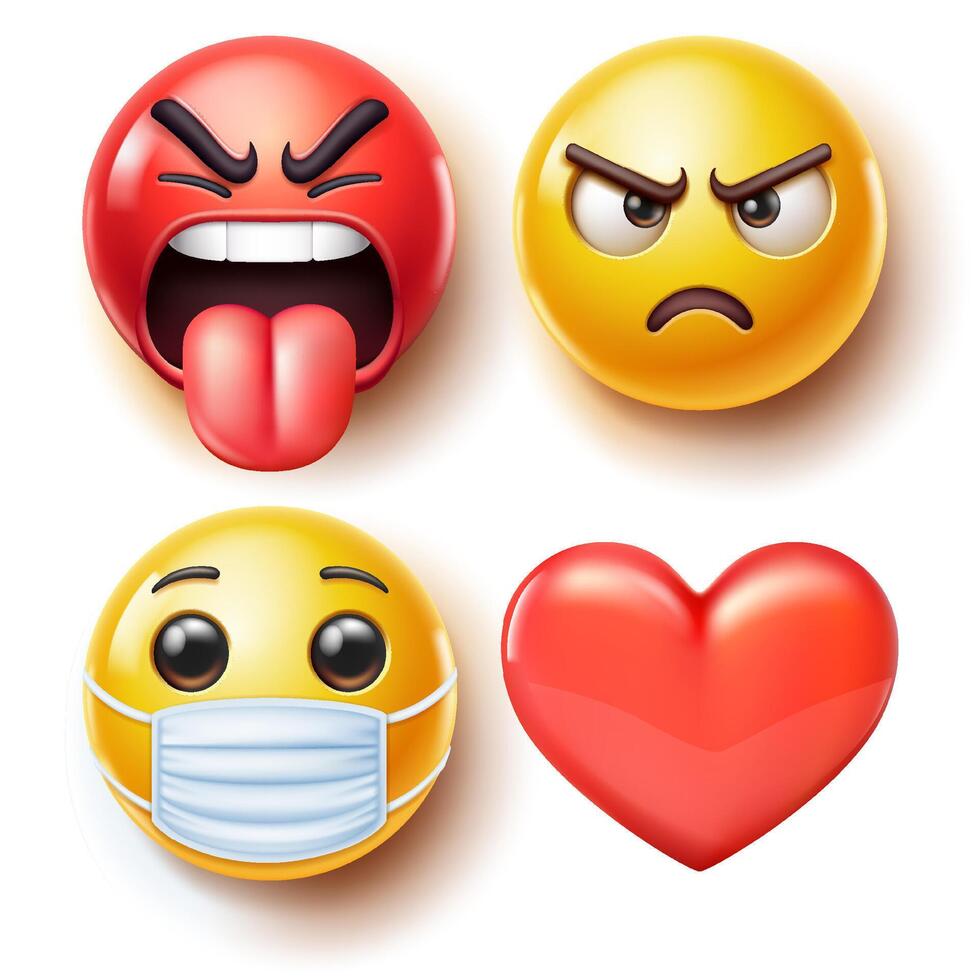 Emoji emoticons symbols icons color set. vector