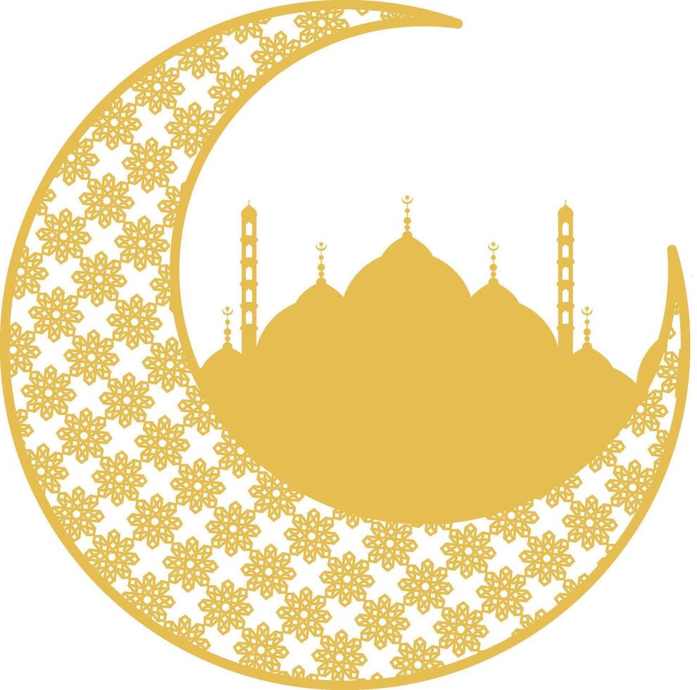 Ramadan decoration with crescent moon and mosque on white background vector