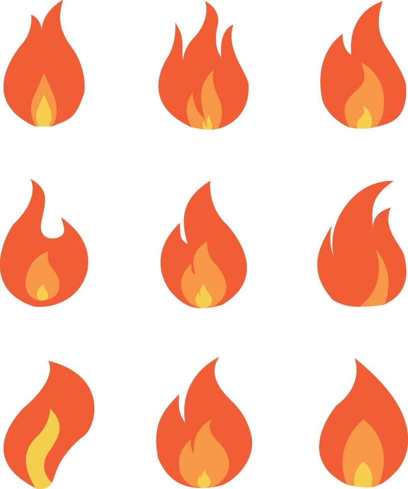 Fire Flame Burning Icon. Flame collection vector illustration