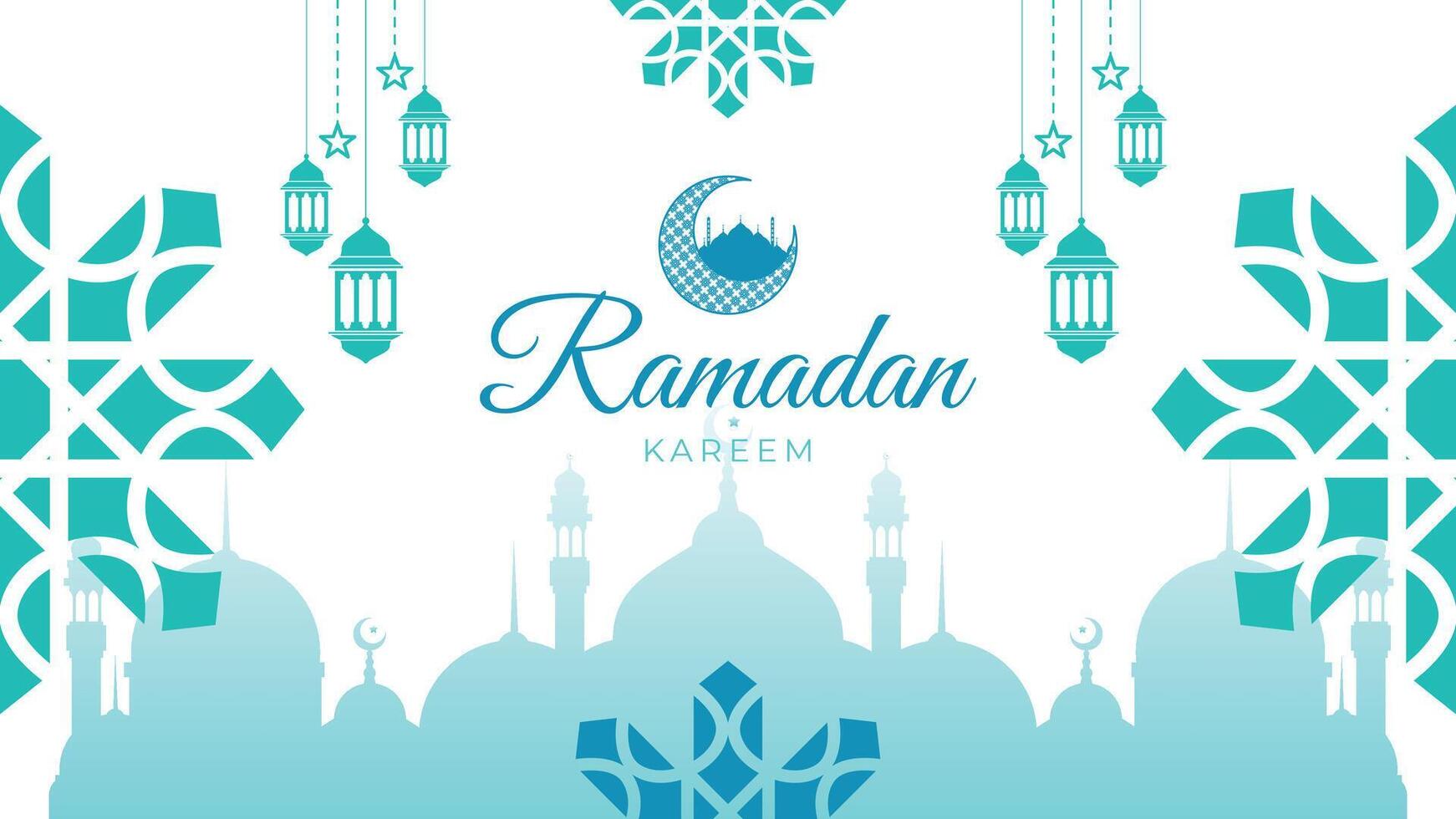 Ramadán kareem antecedentes. islámico Arábica verde lujo antecedentes con geométrico modelo y hermosa ornamento vector