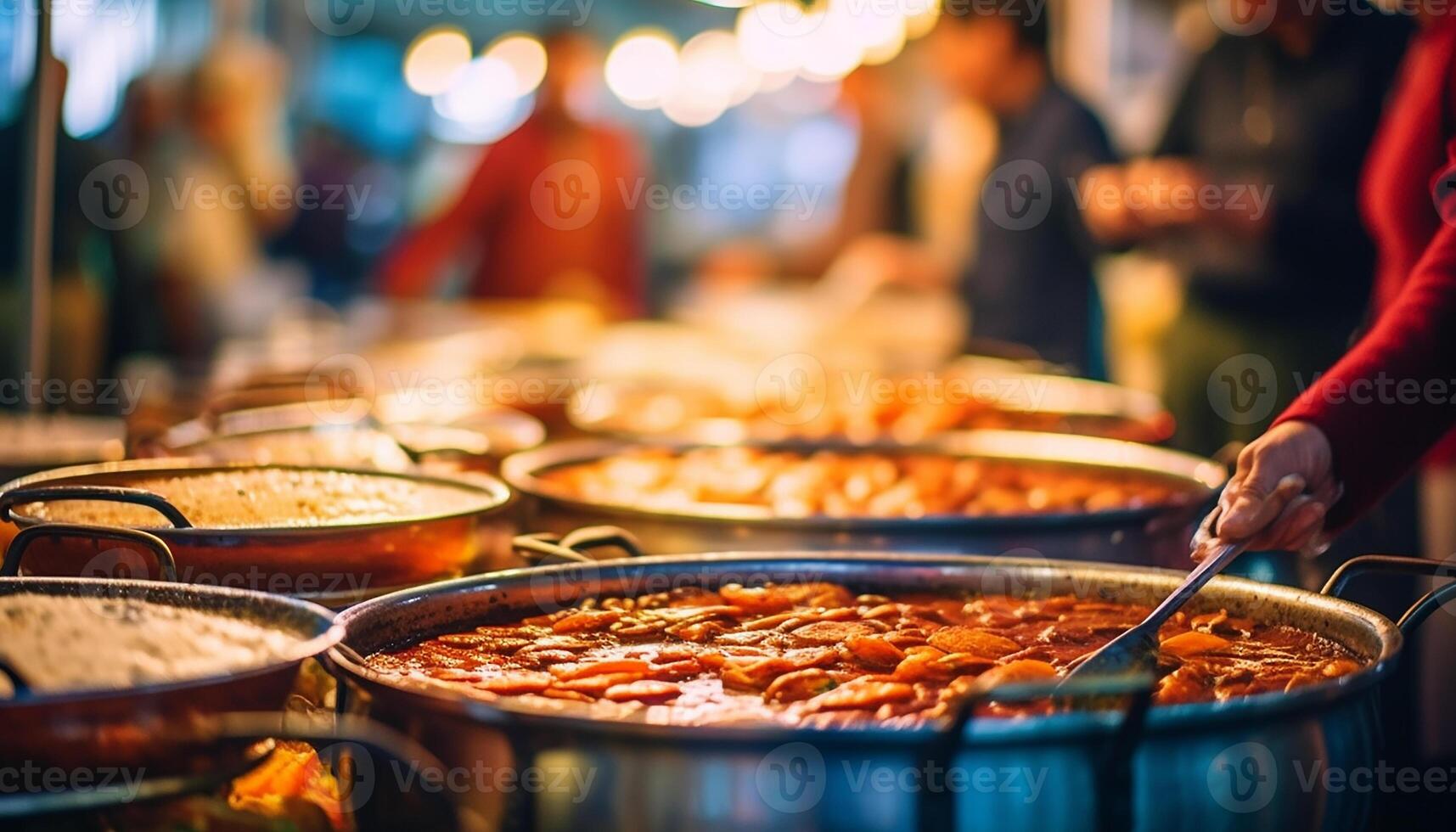 AI generated Men preparing gourmet barbecue outdoors, close up of meat cooking over fire generated by AI photo