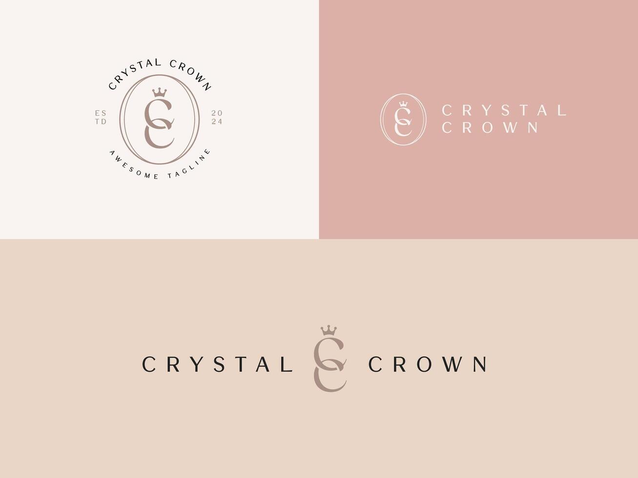 inicial letra para cristal corona dama empresario logo modelo para mujer de negocios vector