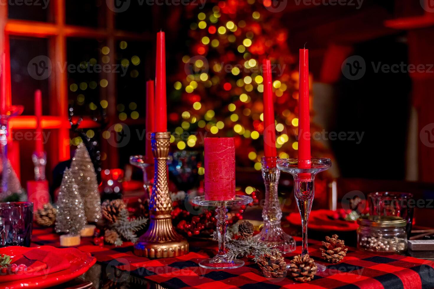 Christmas room interior design. Indoor christmas holiday celebration. photo