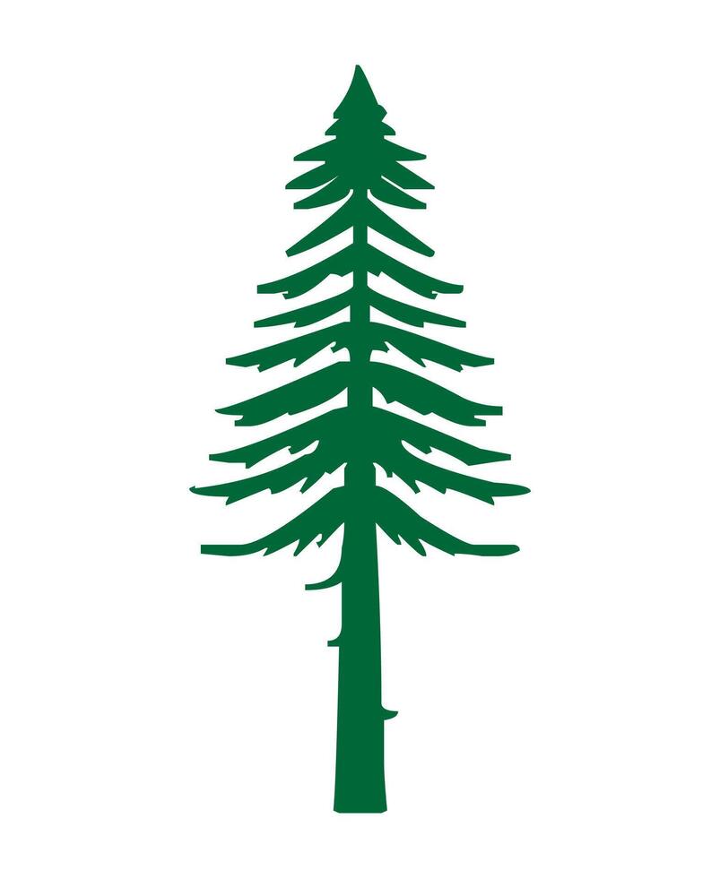 sencillo verde pino árbol icono vector