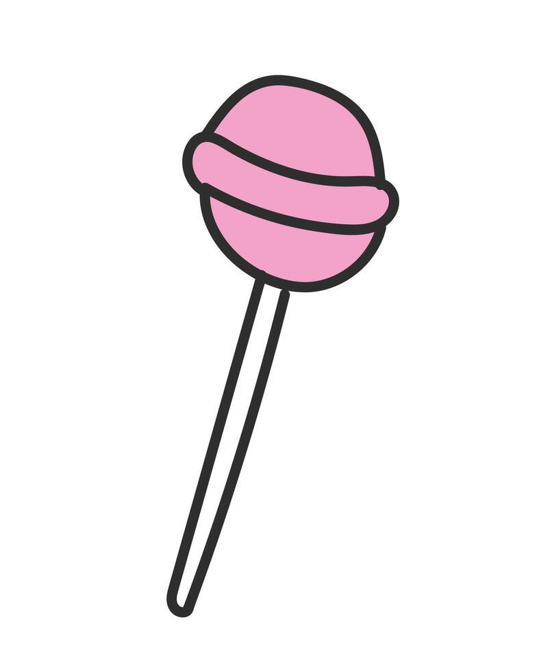 Pink Doodle Lollipop Icon vector