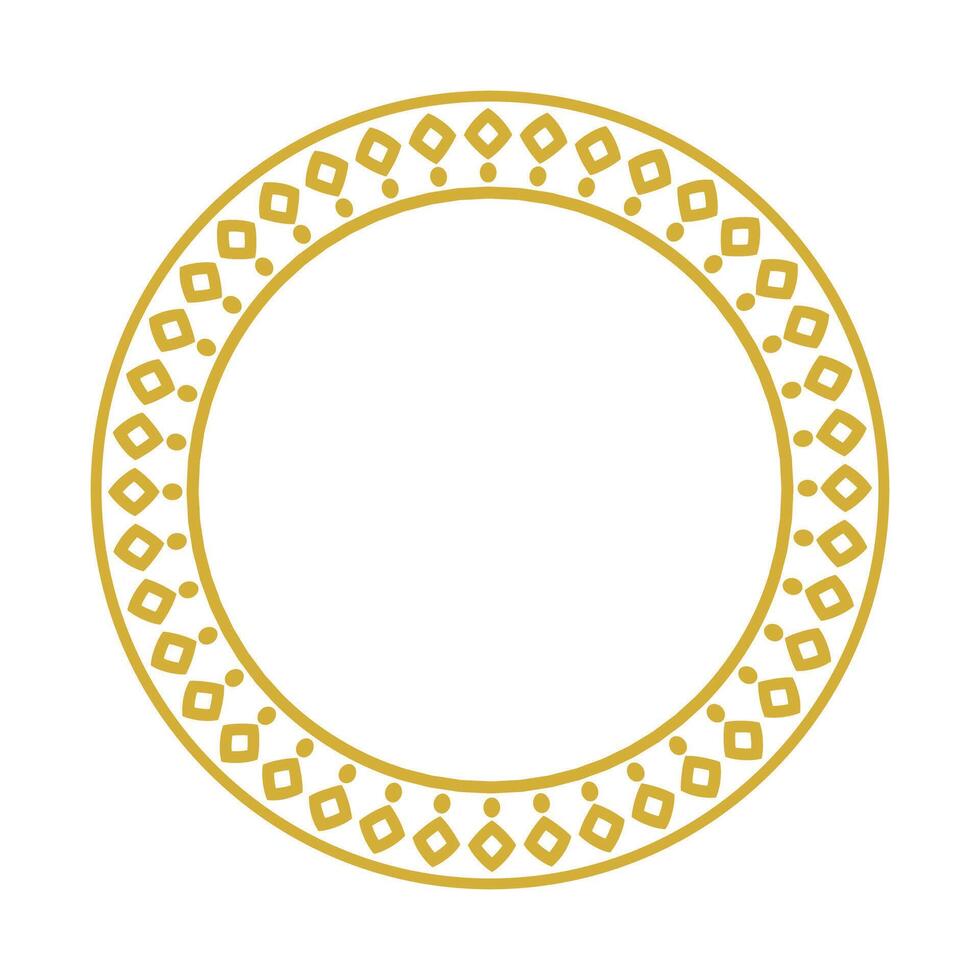 Golden Square And Dot Patterned Round Frame vector