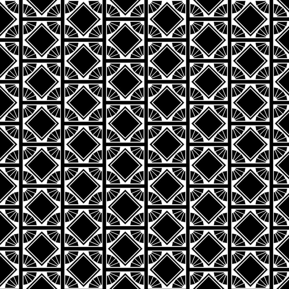 Black And White Geometric Squared Diamond Circular Stripes Pattern Background vector