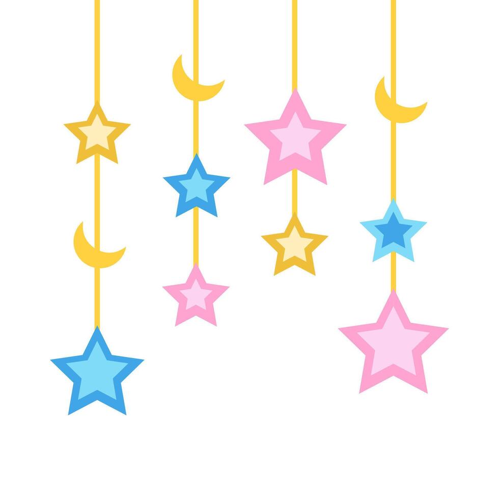 Hanging Stars Moon Ornament Element vector