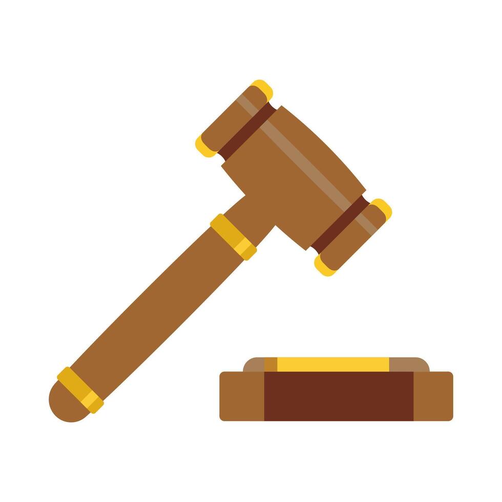 Brown And Gold Gavel Icon vector