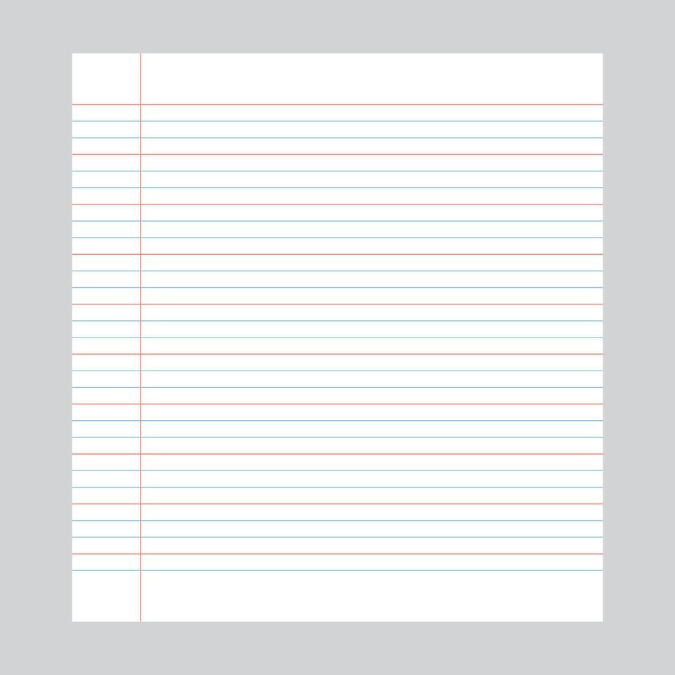 Blue And Red Lined Notebook Page vector