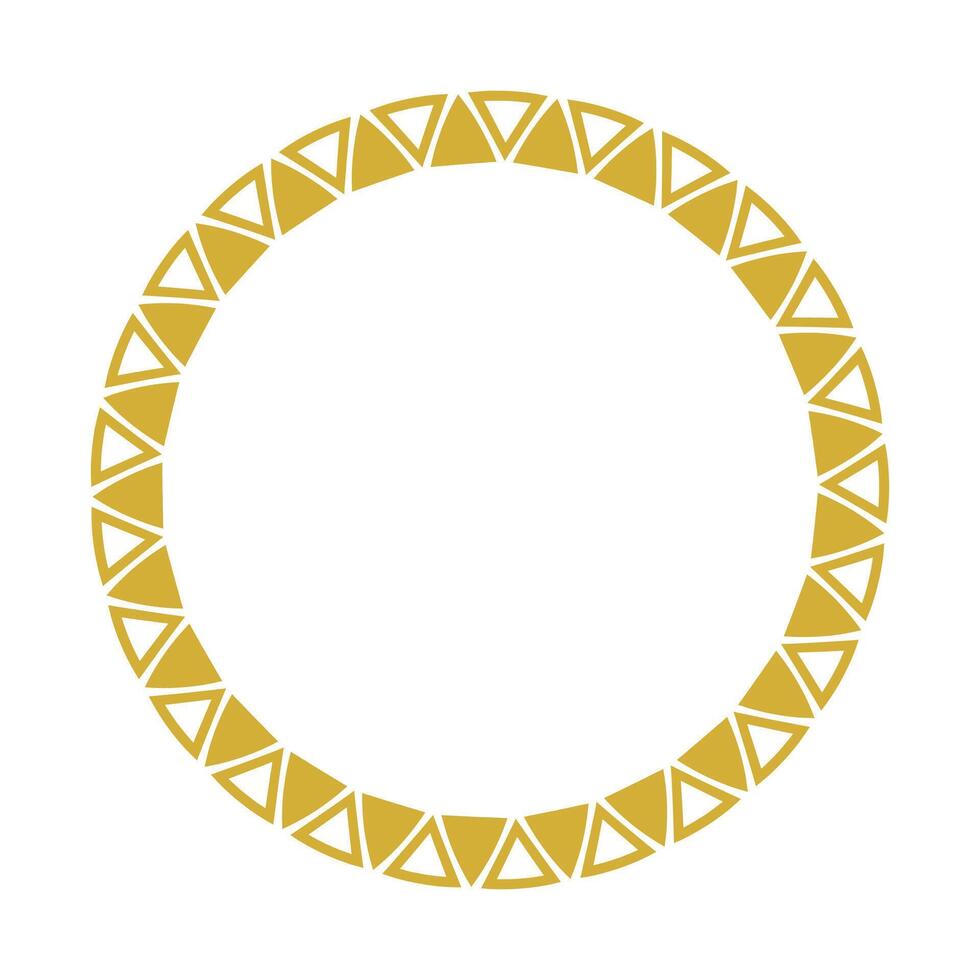 Golden Triangle Tribal Style Ornamental Round Frame Border vector