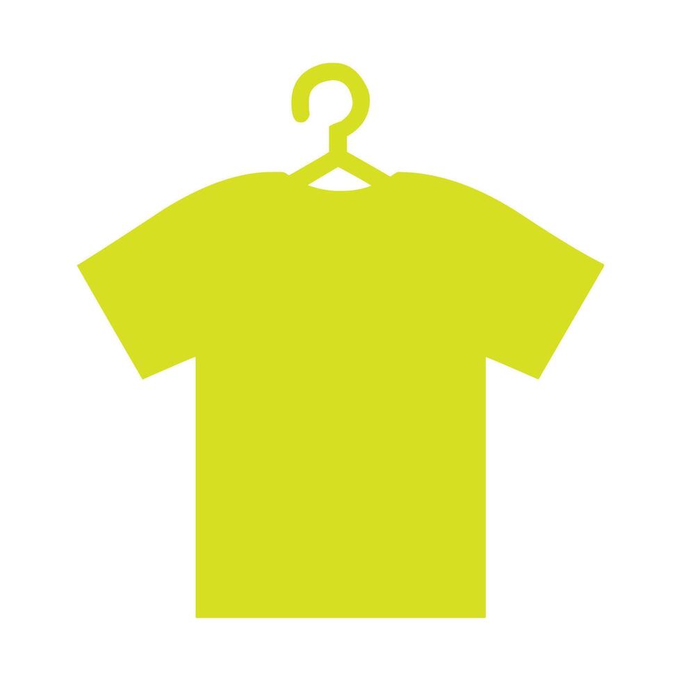 amarillo t camisa colgando desde percha icono vector