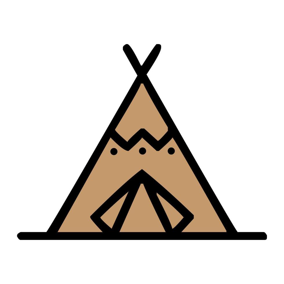 marrón tipi con negro contorno icono vector