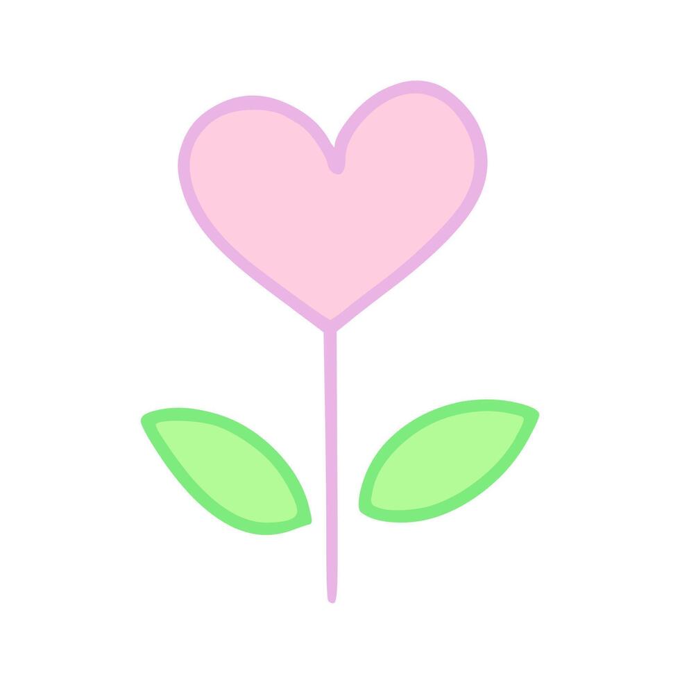 Hand Drawn Abstract Heart Shaped Flower Plant vector