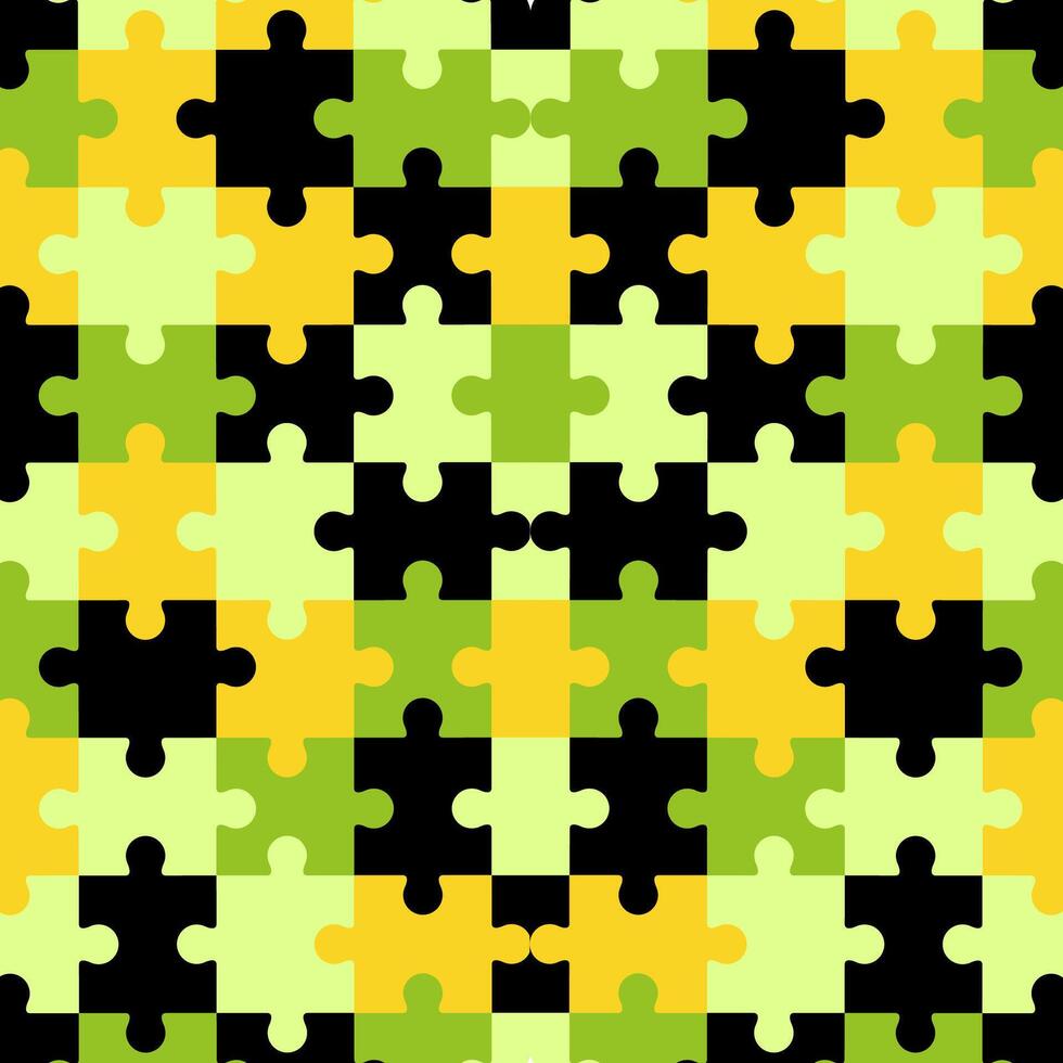 Yellow Green And Black Puzzle Pieces Pattern Background vector