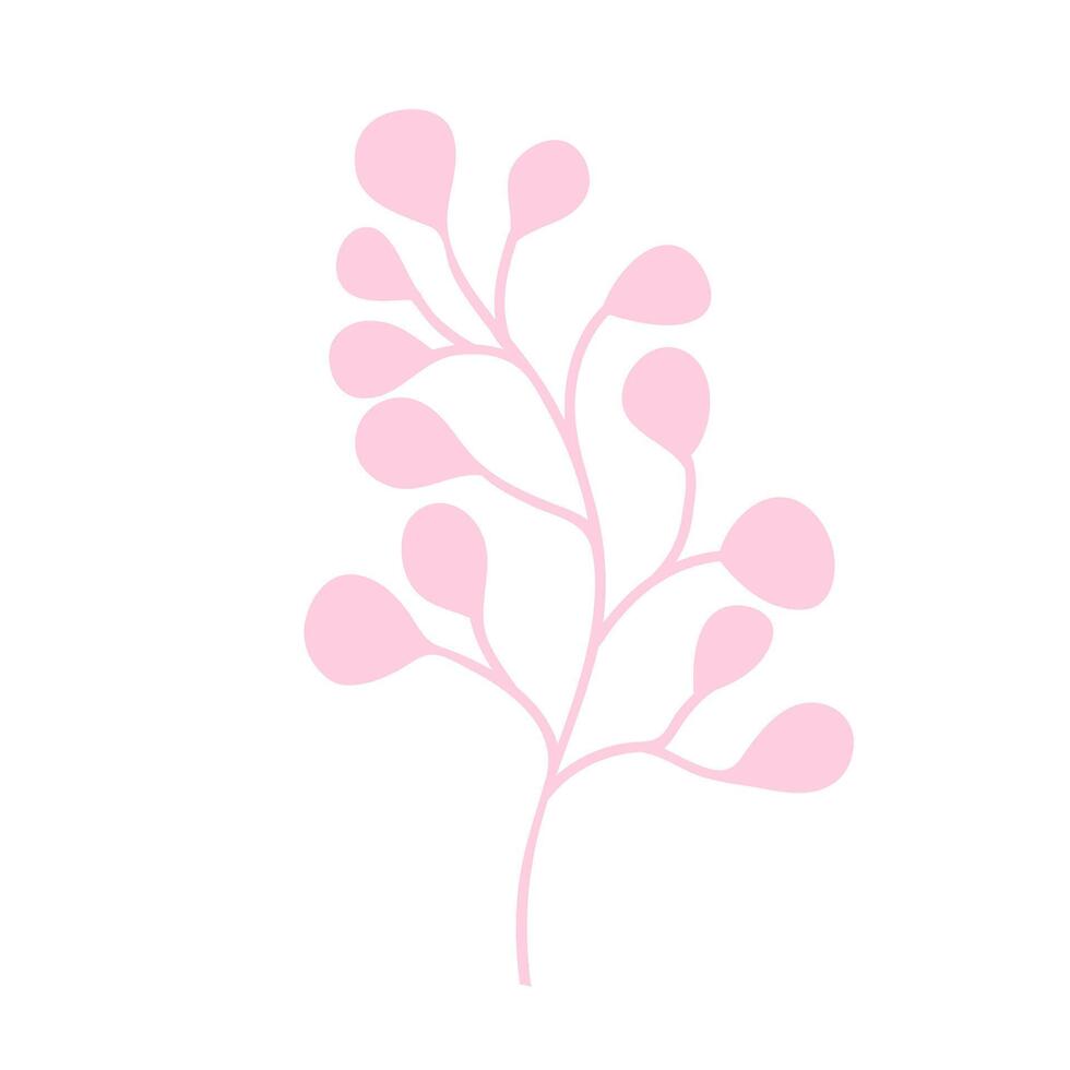 Floral Doodle Style Plant Branch Vector Illustration