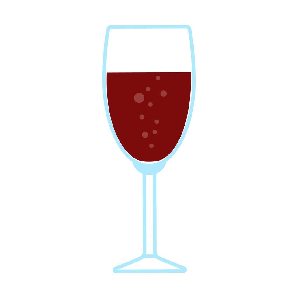 Half Poured Bubbling Red Wine Glass Icon vector