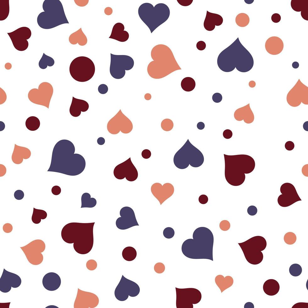 Hearts With Polka Dots Pattern Background vector