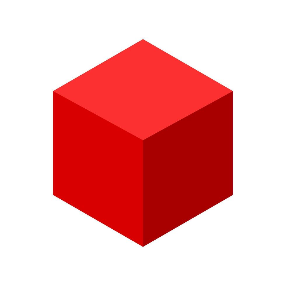 Red 3d Geometric Cube Icon vector