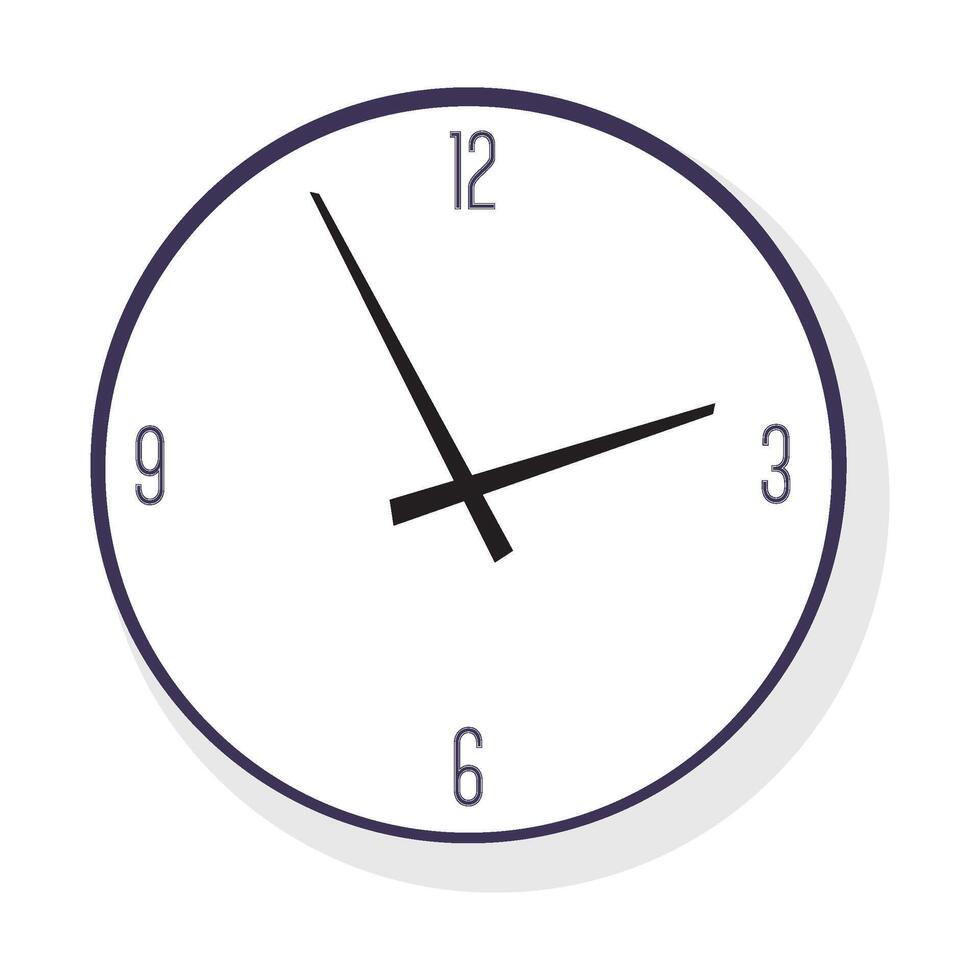 Minimal White Round Analog Wall Clock Illustration vector