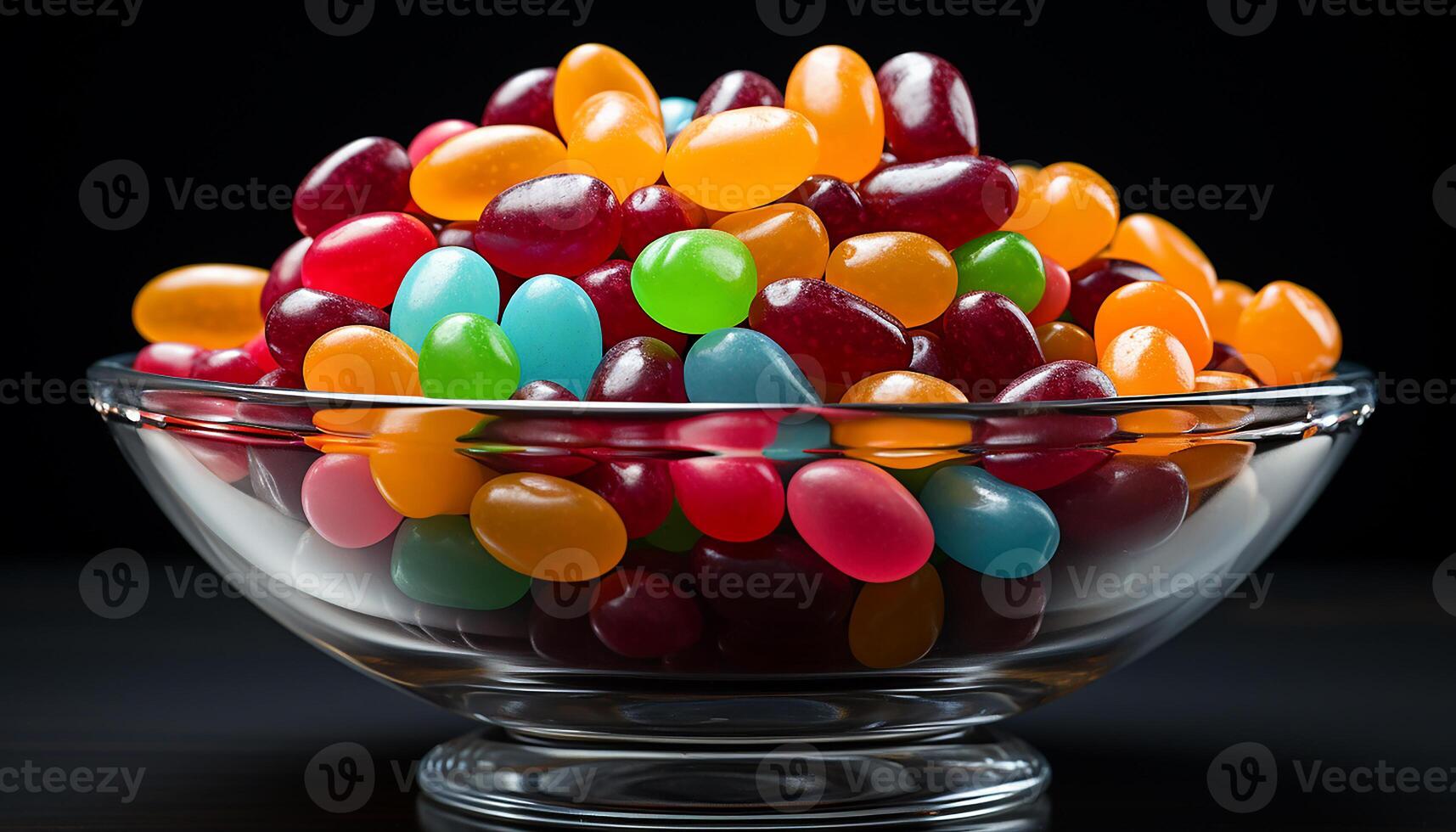 AI generated A vibrant bowl of colorful candy, a sweet indulgence generated by AI photo